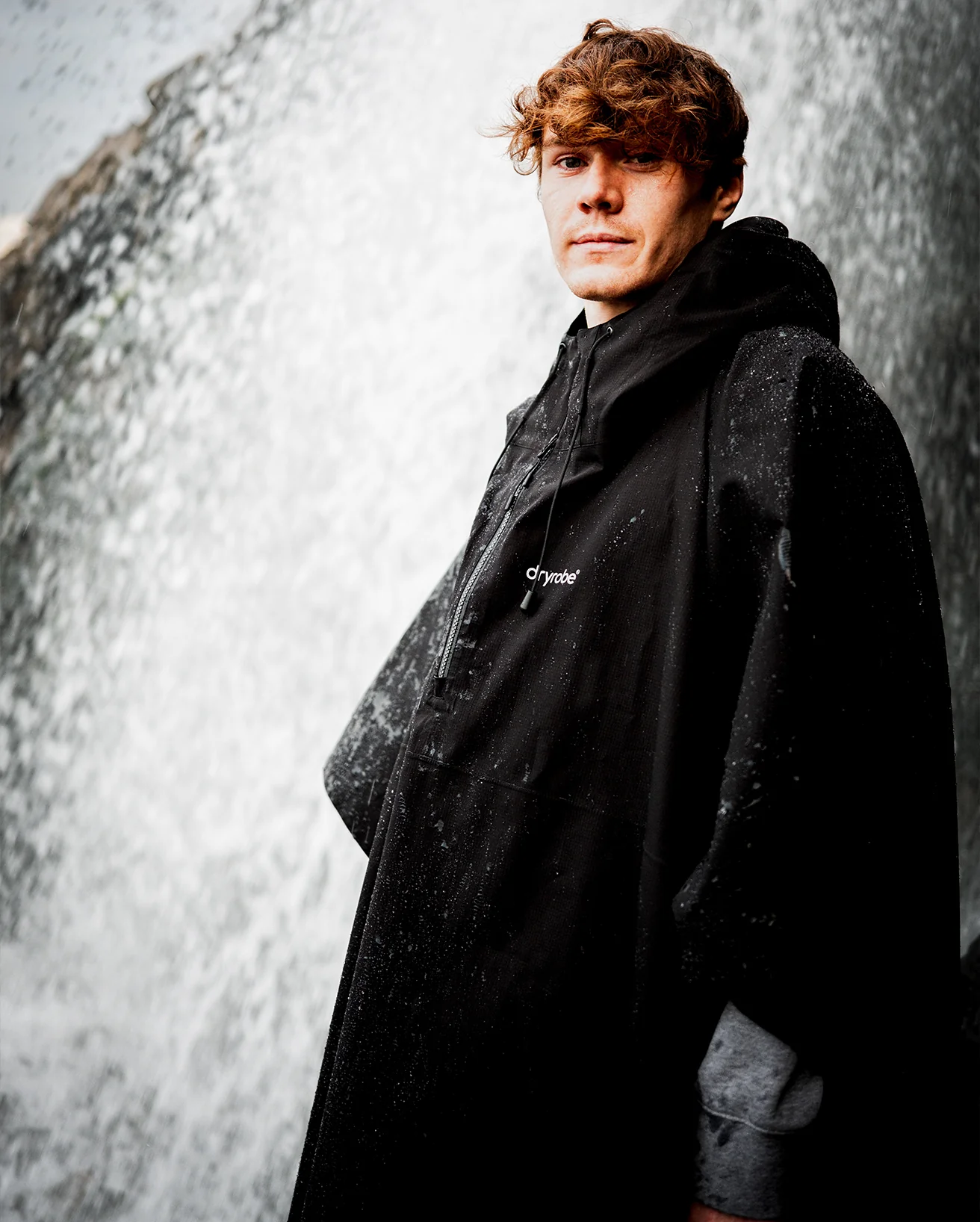 Black One Size Rainproof Poncho - Image 5
