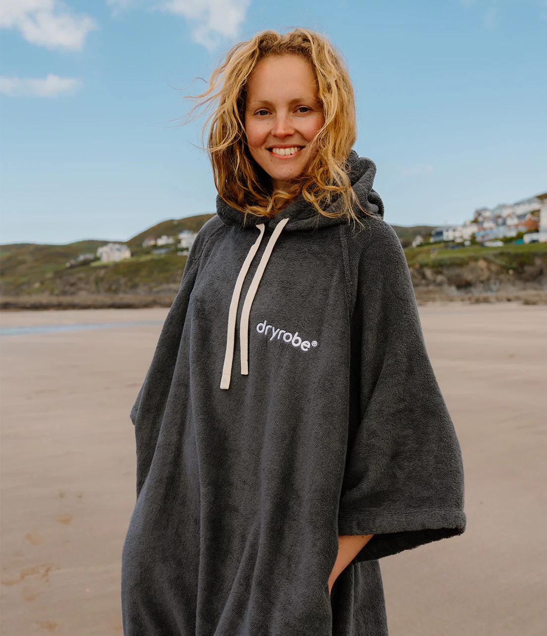 Dark Slate Organic Towel Changing Robe - Image 9