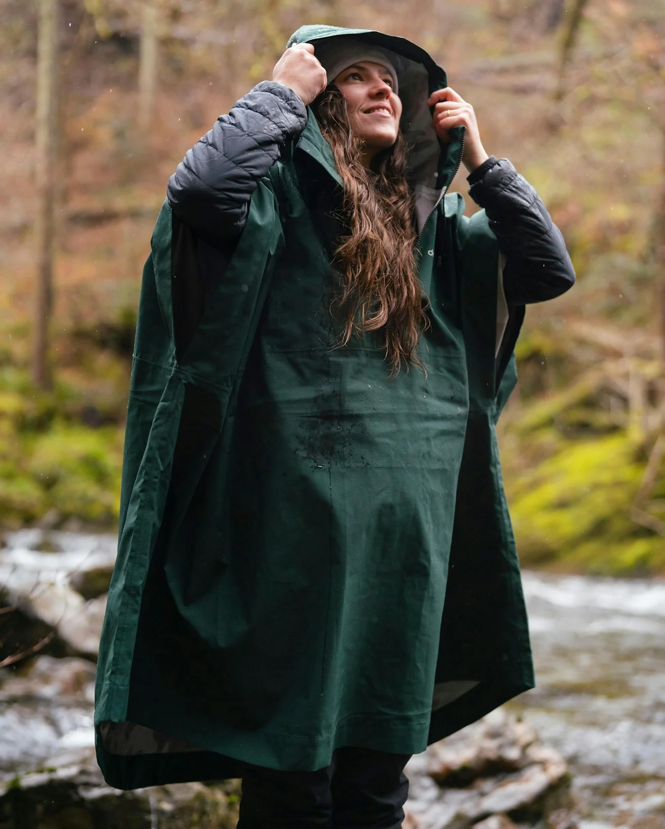Dark Green One Size Rainproof Poncho - Image 5
