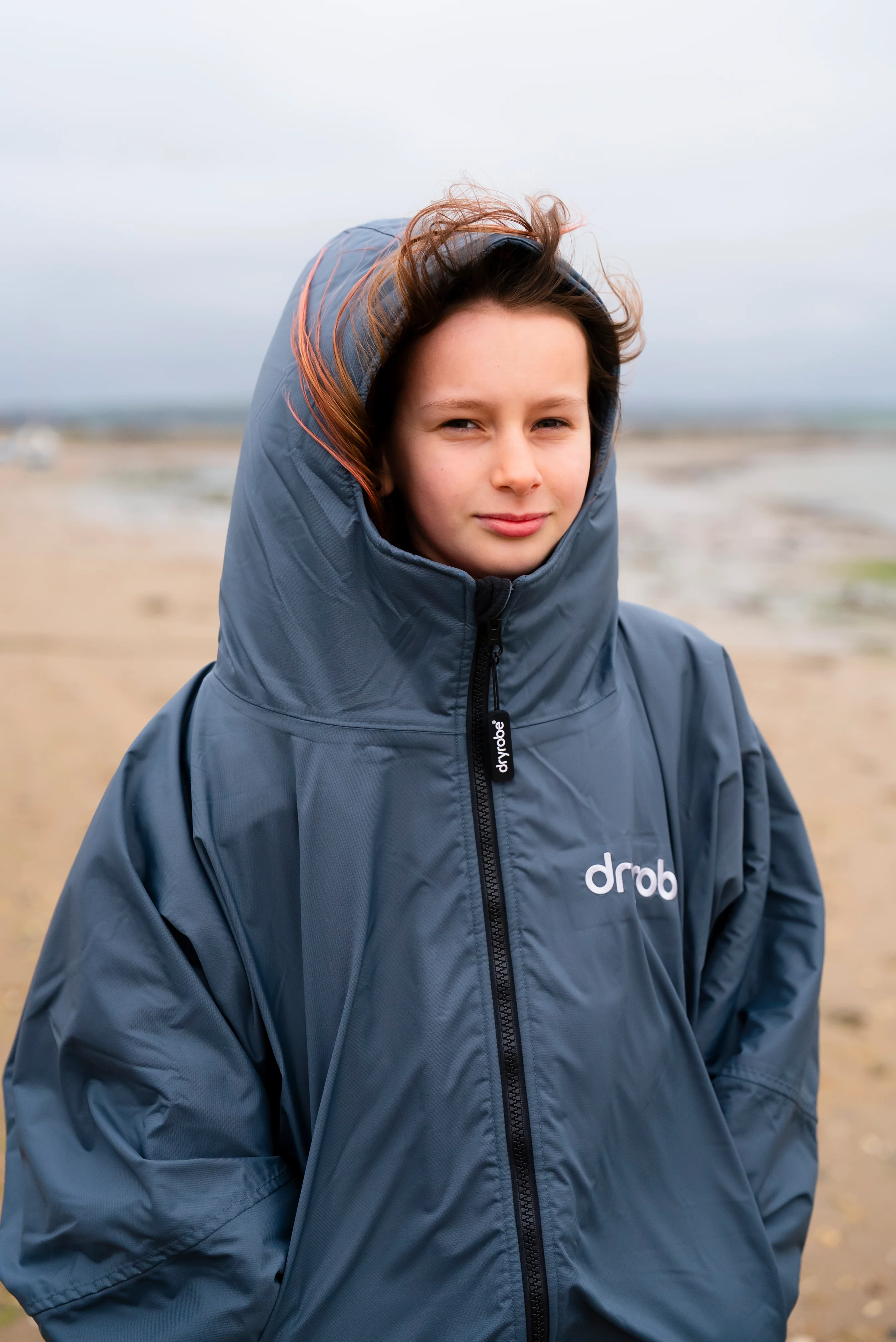 Dark Grey Orange Kids Advance Changing Robe - Image 3