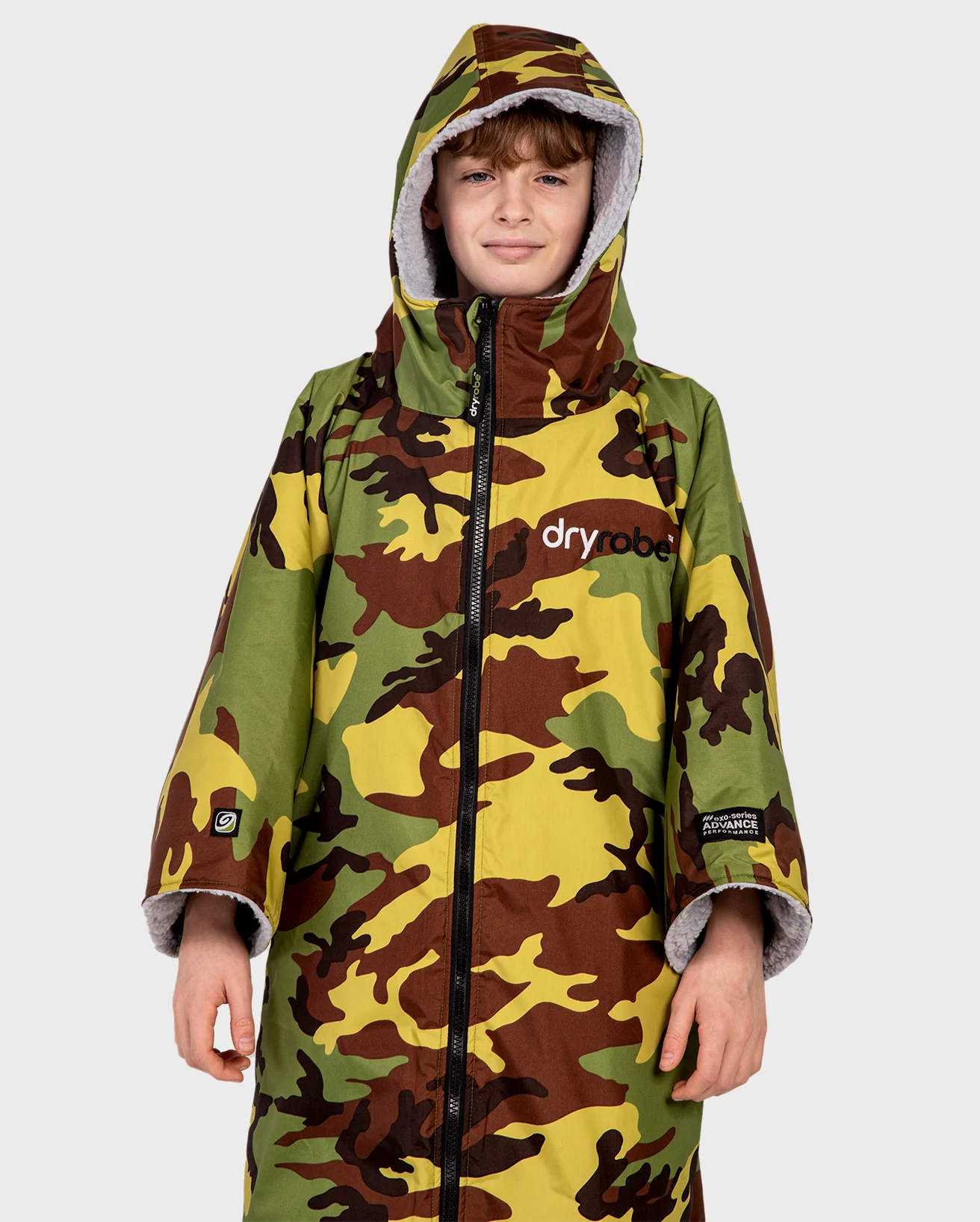 Camo Grey Easy-Fit Kids Advance Changing Robe - Image 3