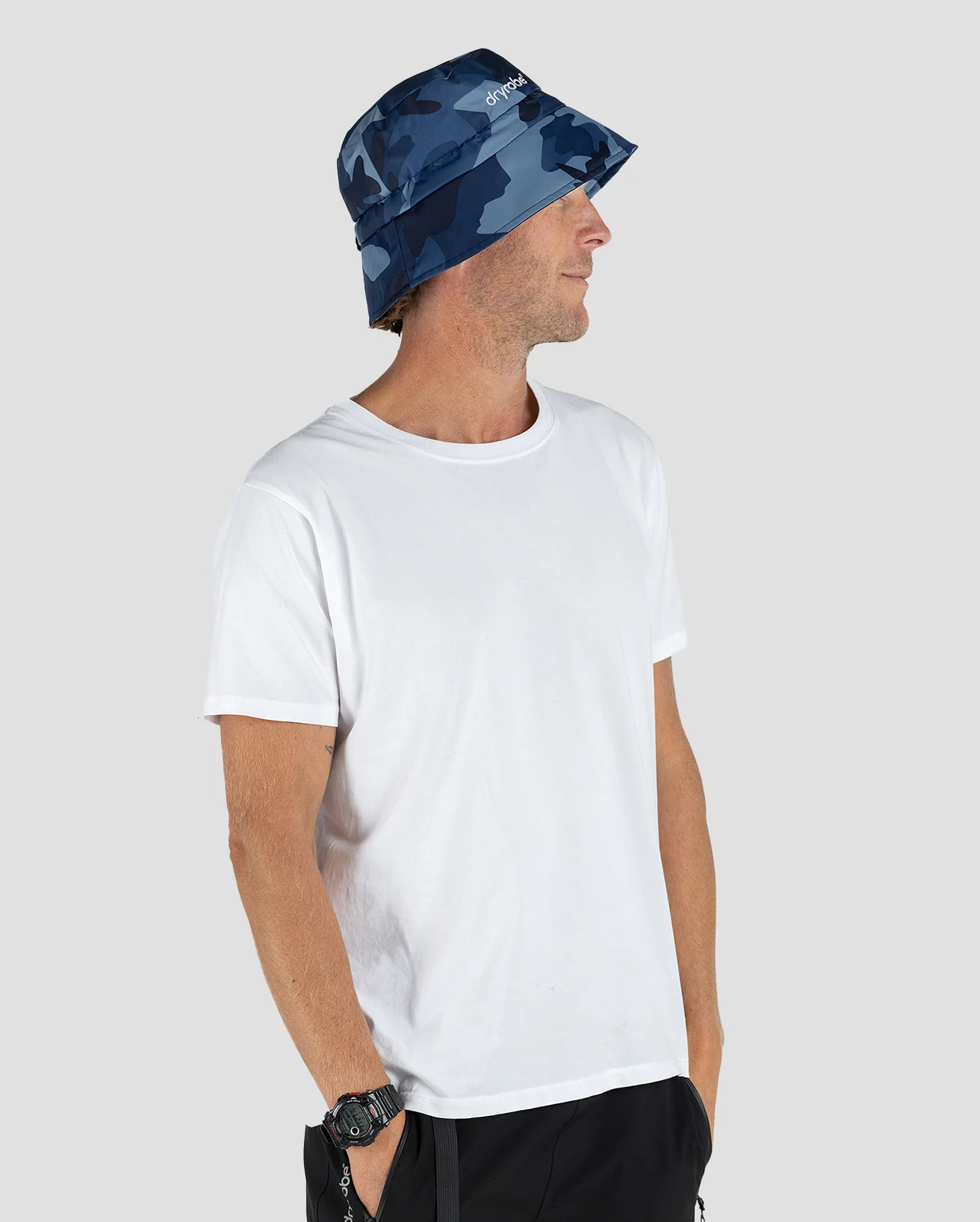 Blue Camo Fleece Lined Bucket Hat - Image 5