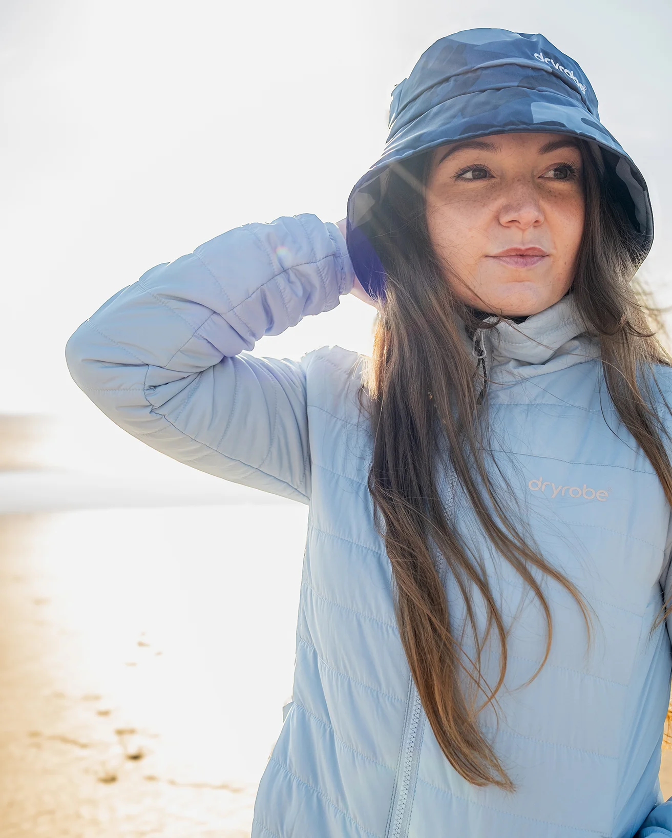 Blue Camo Fleece Lined Bucket Hat - Image 8