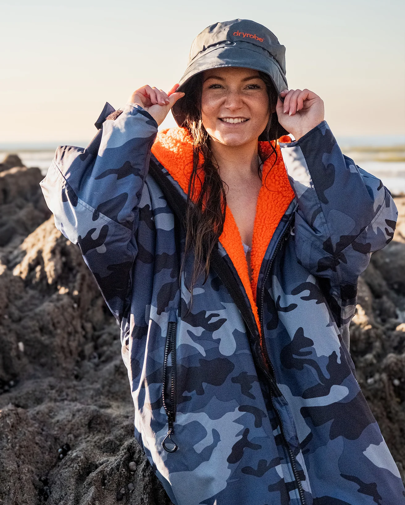 Dark Grey Fleece Lined Bucket Hat - Image 8