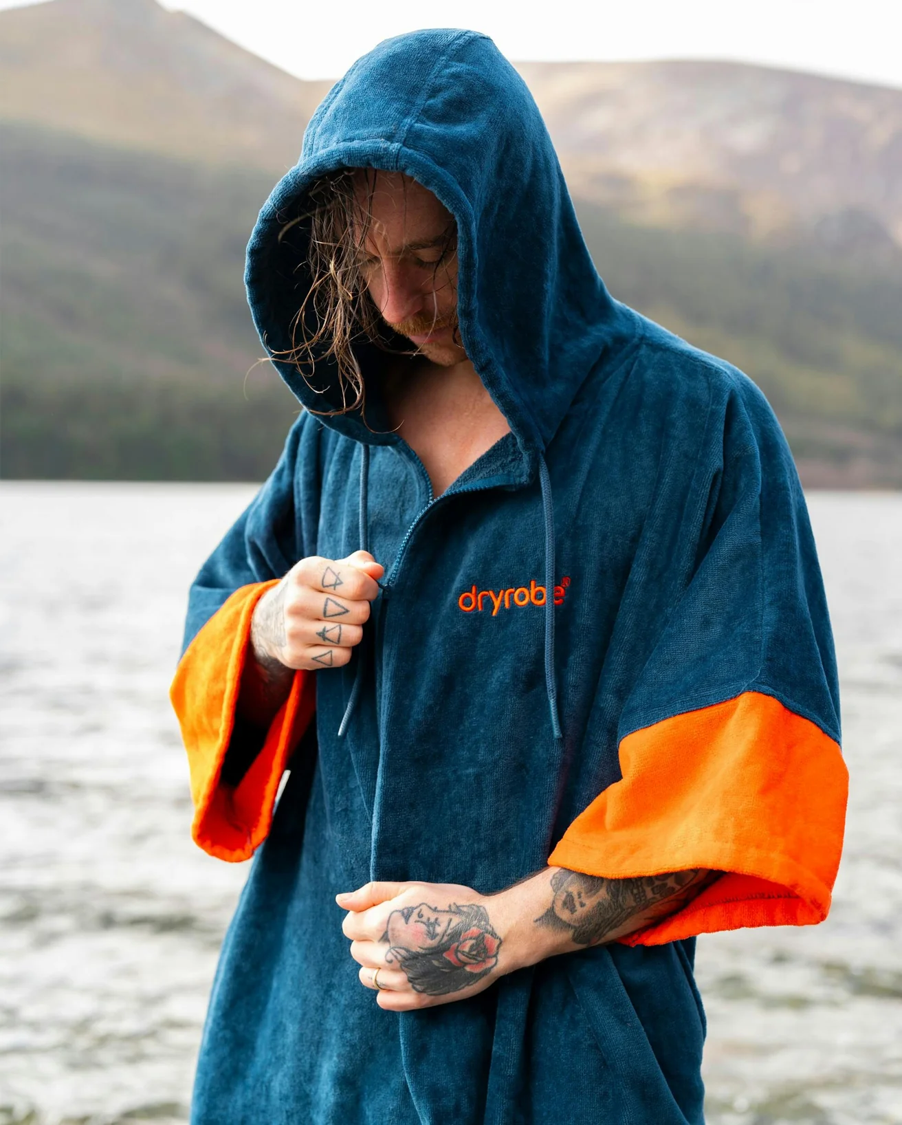 Deep Sea Blue Full-Zip Organic Towel Robe - Image 15