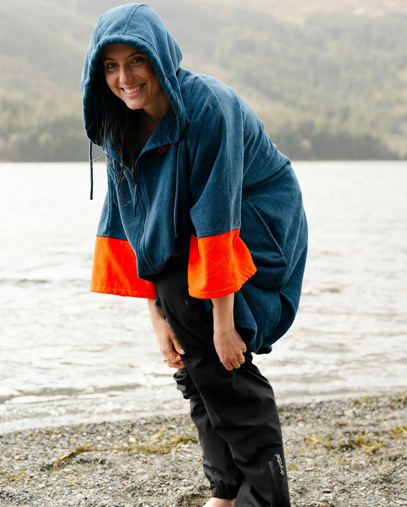 Deep Sea Blue Full-Zip Organic Towel Robe - Image 7