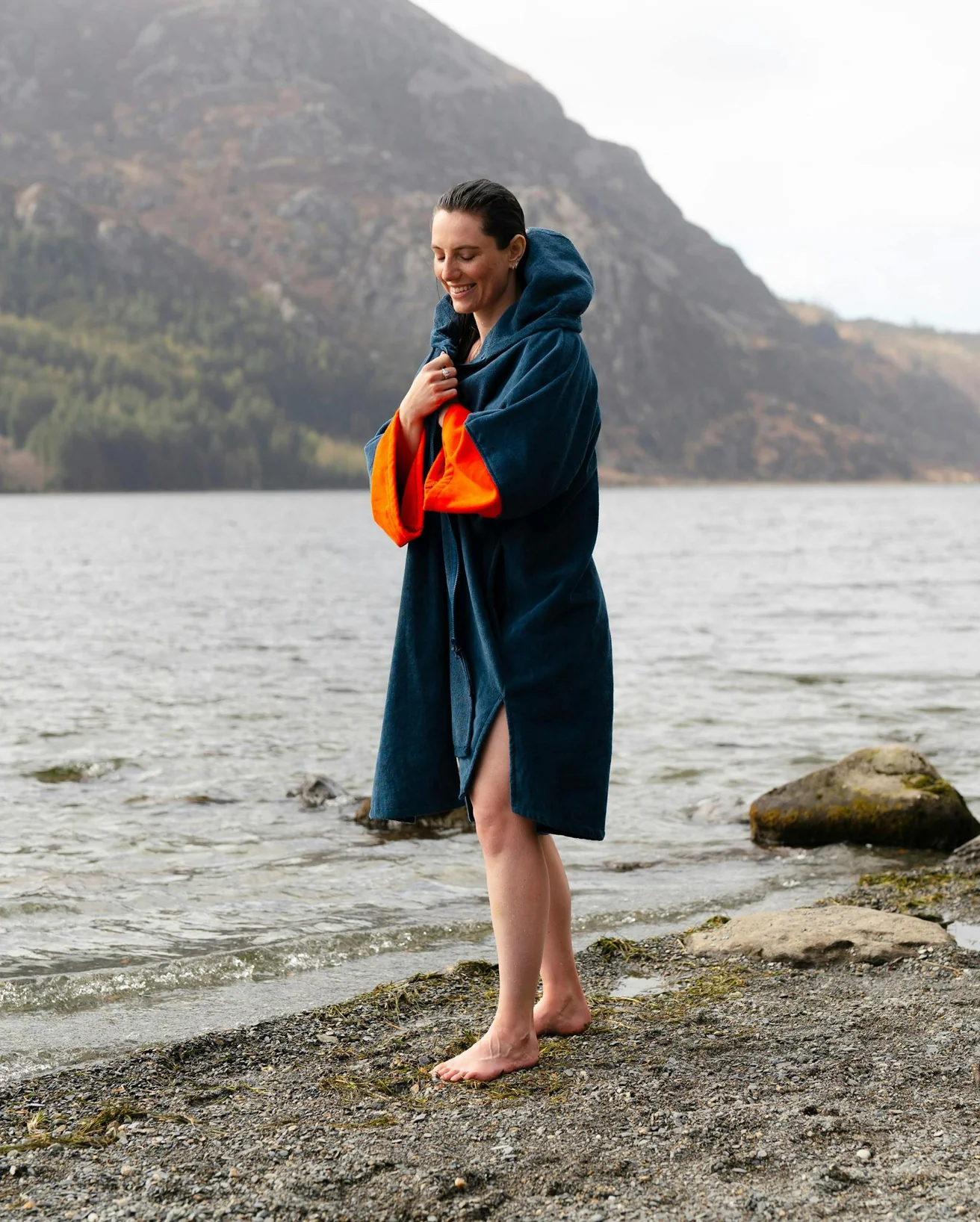 Deep Sea Blue Full-Zip Organic Towel Robe - Image 8
