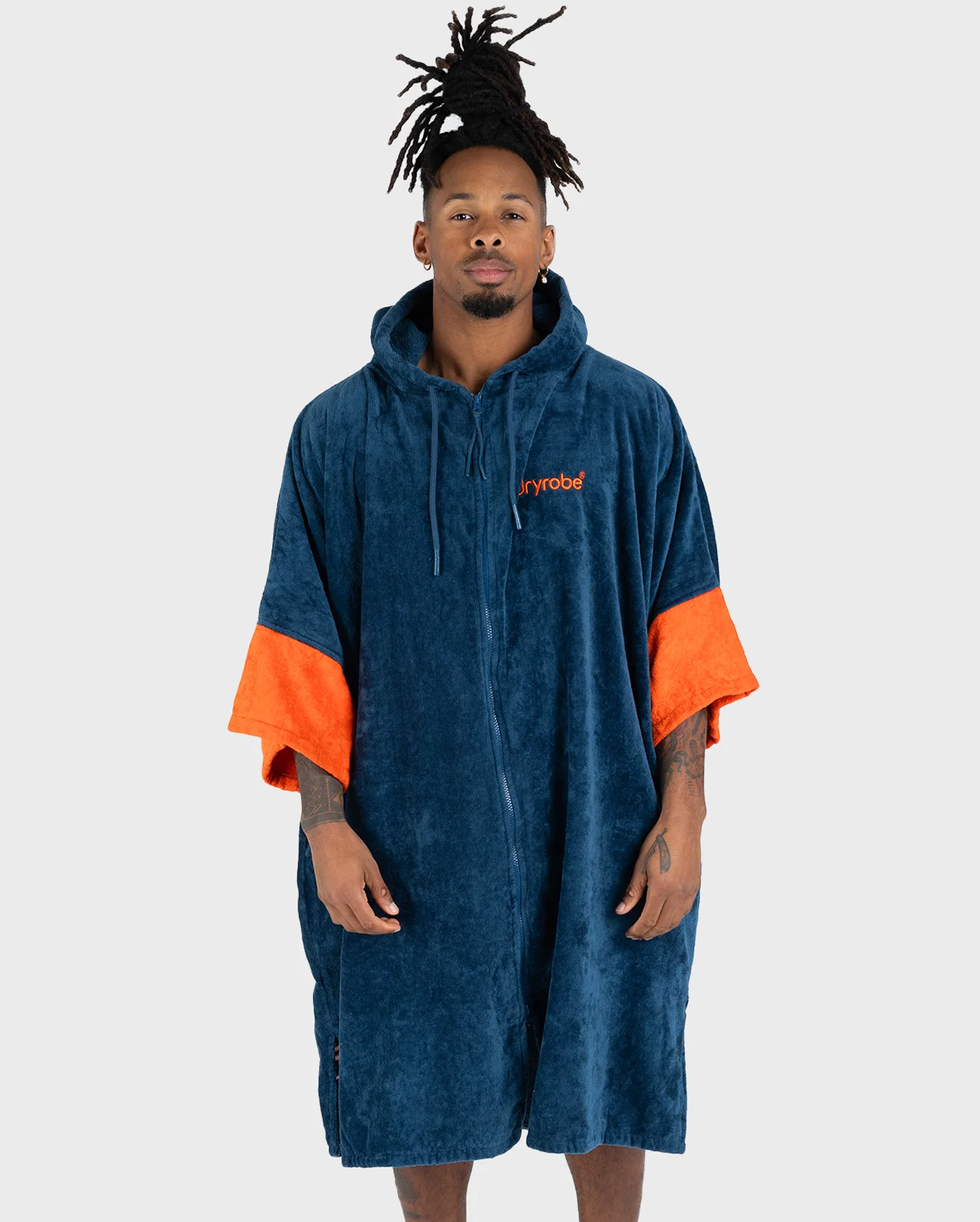 Deep Sea Blue Full-Zip Organic Towel Robe - Image 9