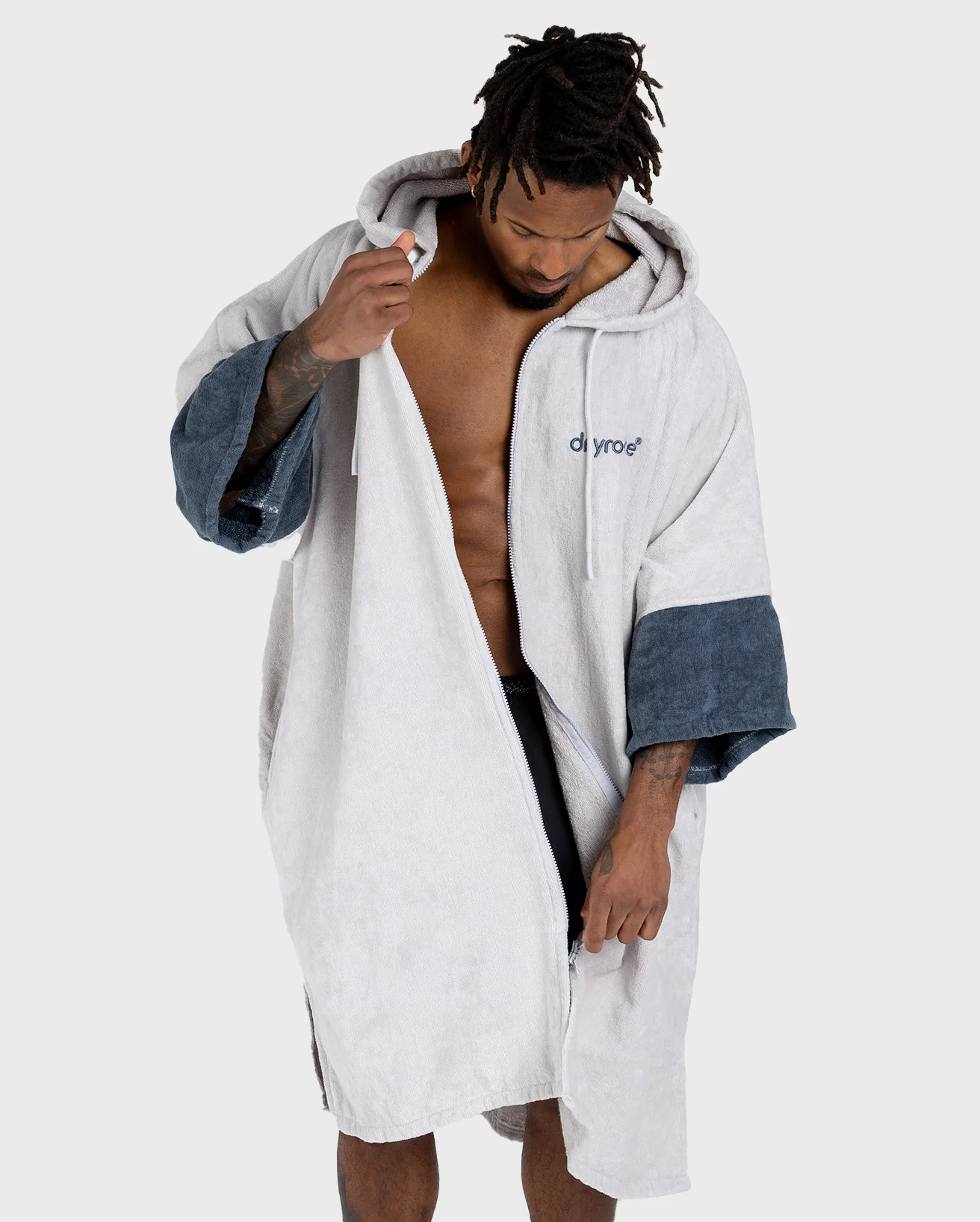 Grey Full-Zip Organic Towel Robe - Image 11