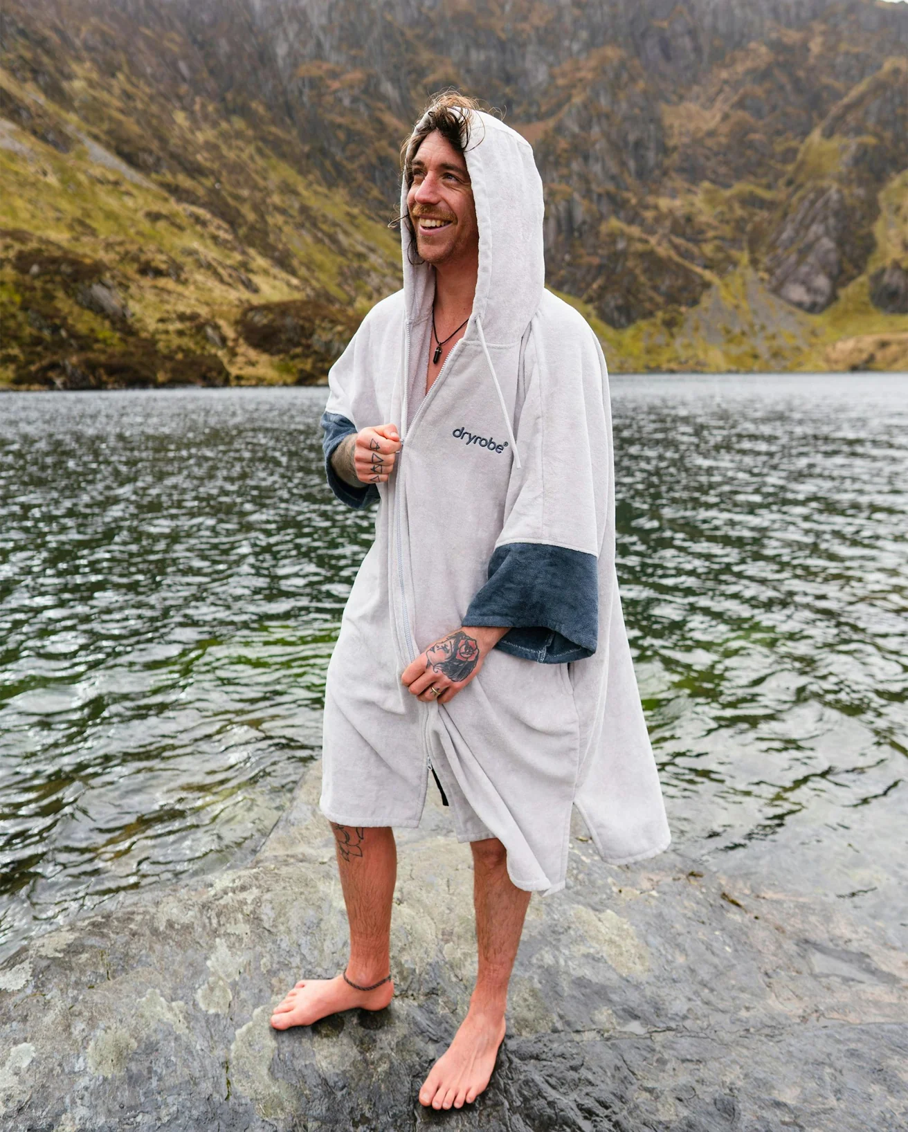 Grey Full-Zip Organic Towel Robe - Image 16