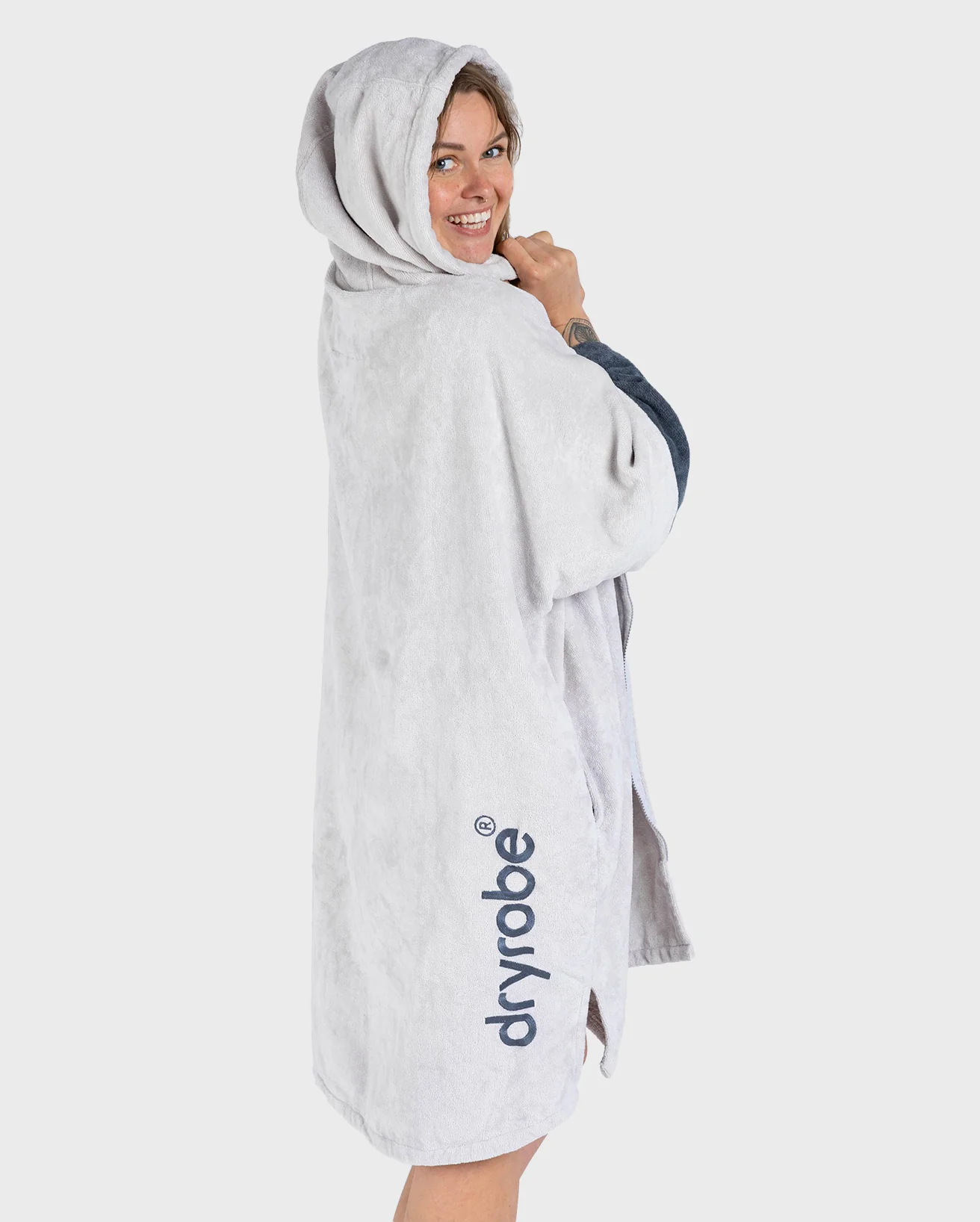 Grey Full-Zip Organic Towel Robe - Image 3