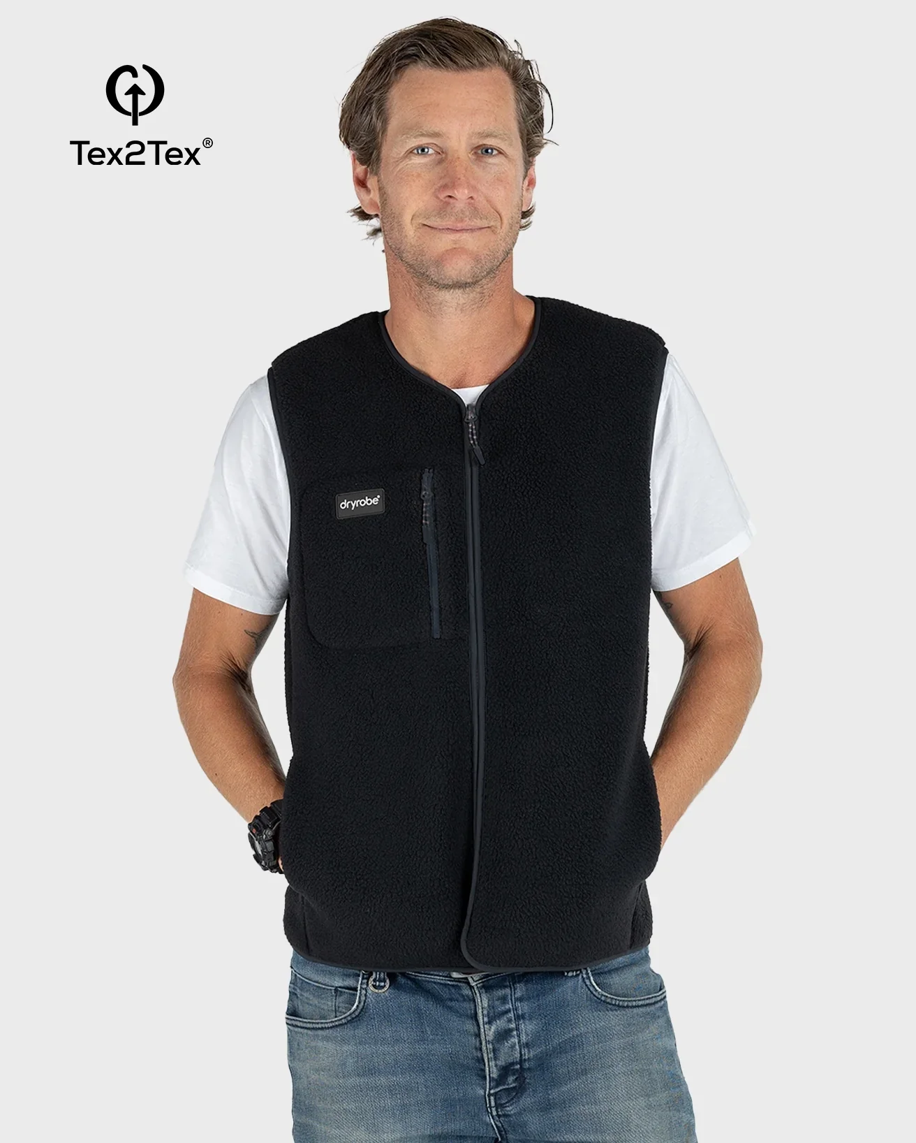 Black Thermal Unisex Fleece Gilet - Image 9