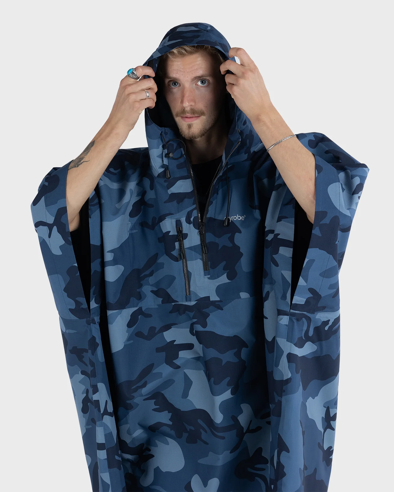 Blue Camo One Size Rainproof Poncho - Image 7