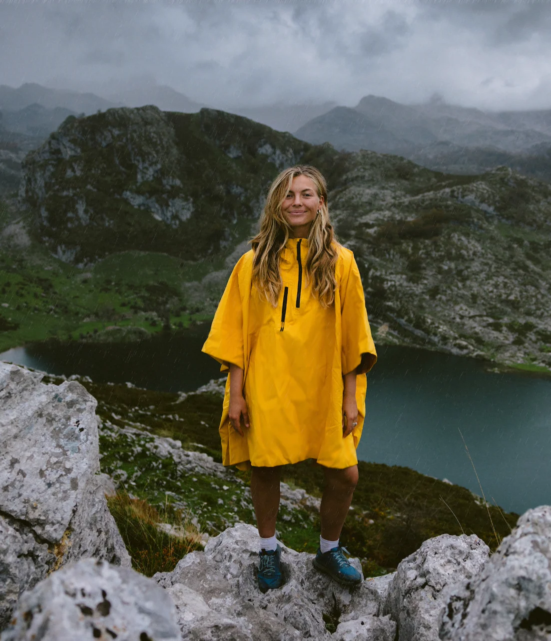 Yellow One Size Rainproof Poncho - Image 4