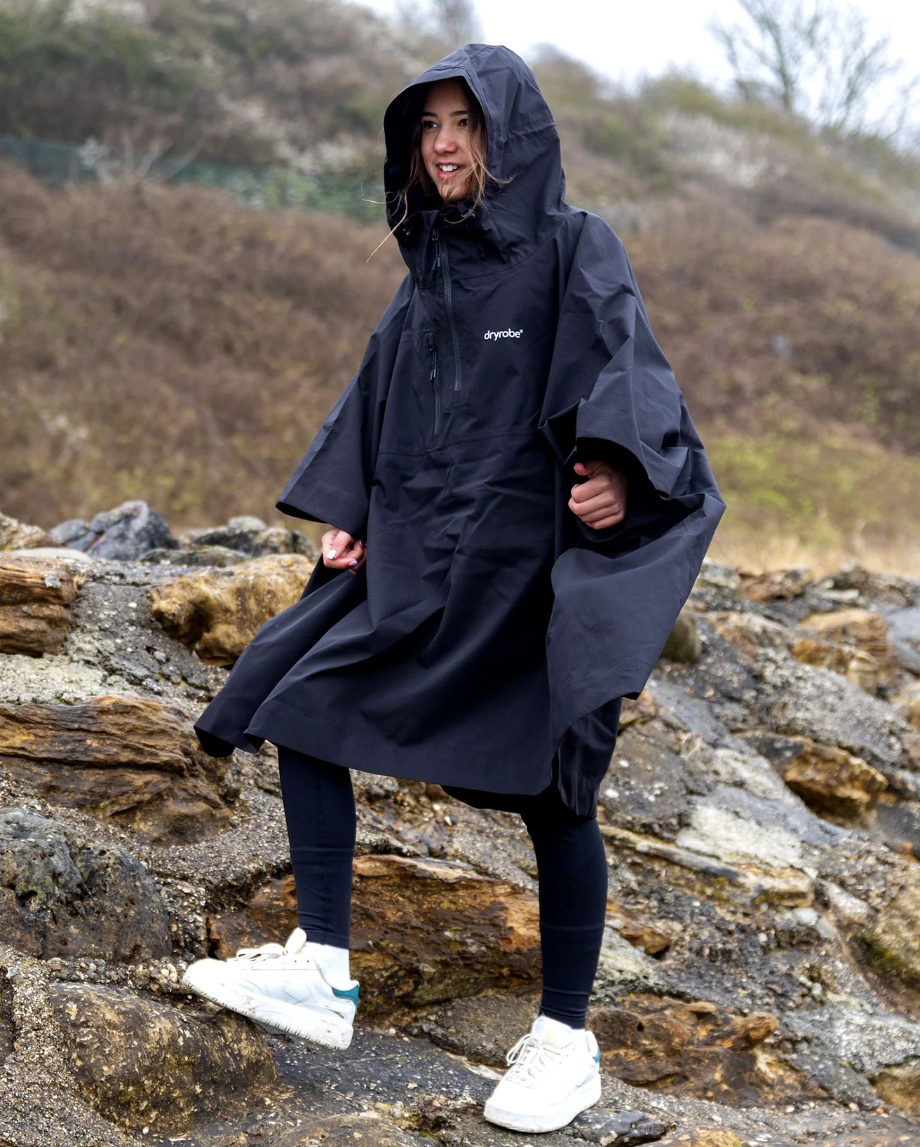 Black Rainproof Kids Poncho - Image 7