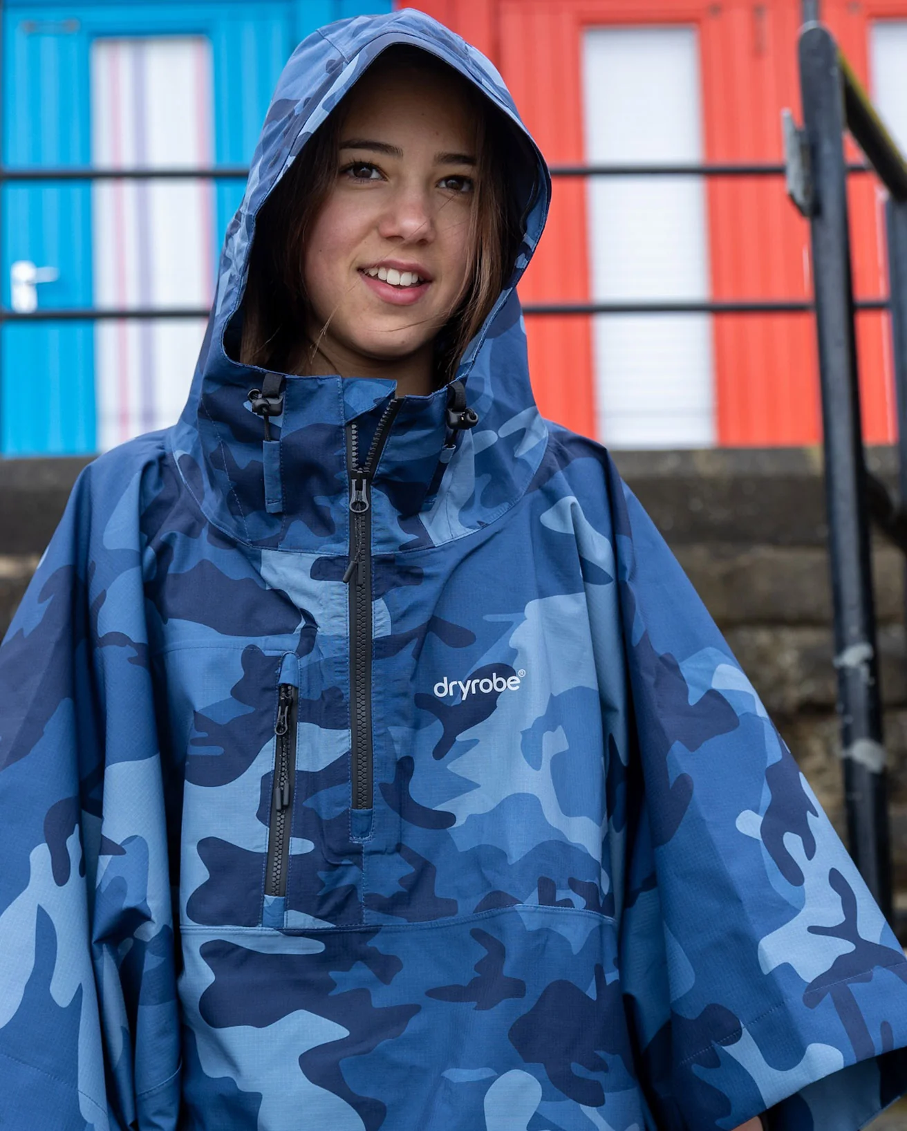 Blue Camo Rainproof Kids Poncho - Image 6