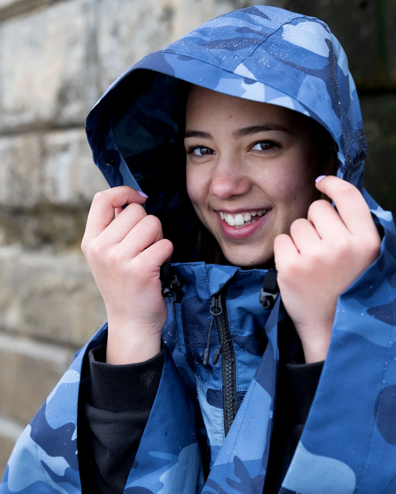 Blue Camo Rainproof Kids Poncho - Image 7