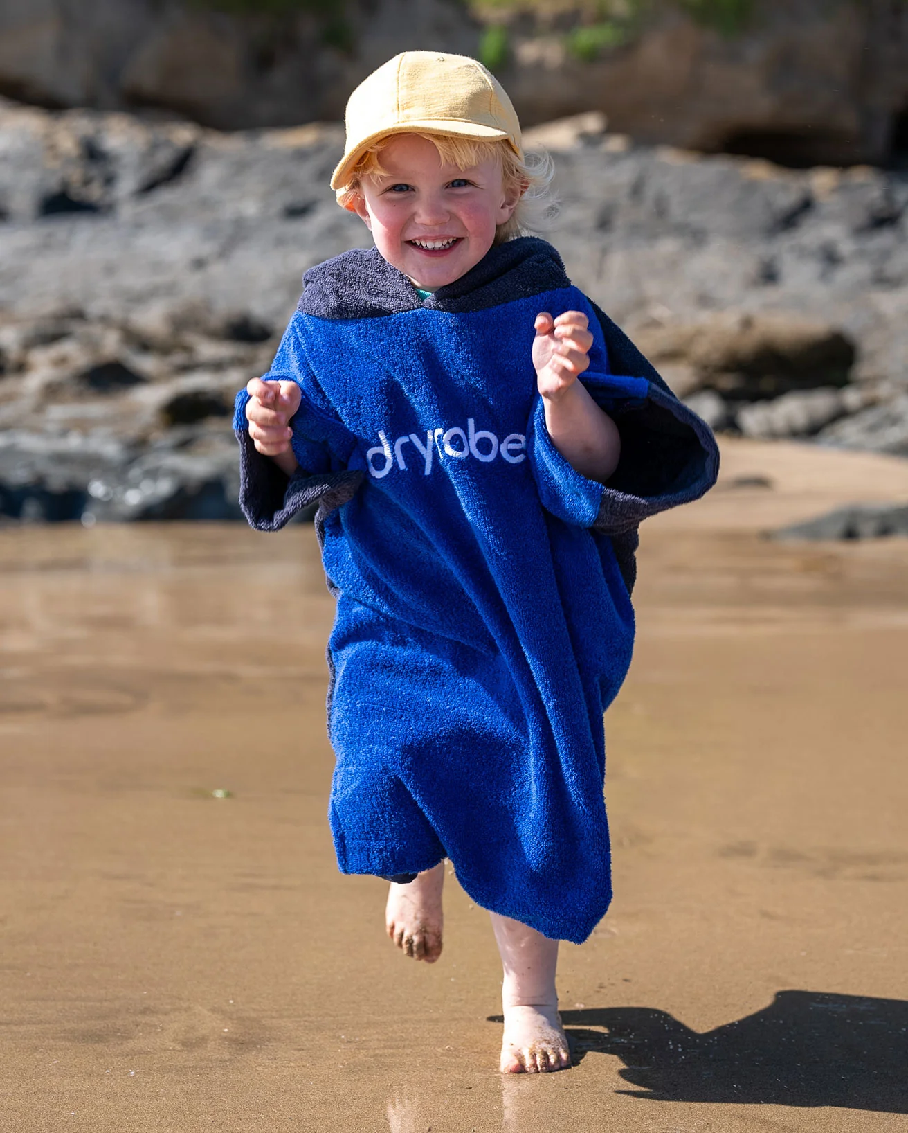 Navy Royal Blue Kids Organic Towel Changing Robe - Image 4