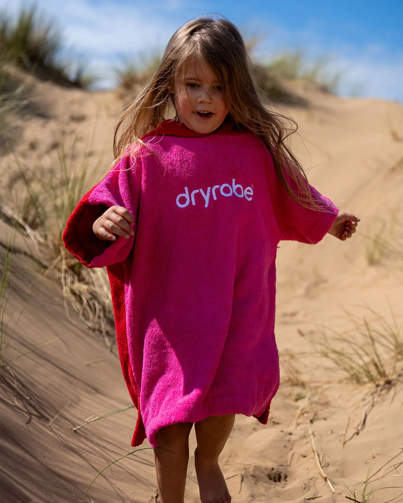 Pink Red Kids Organic Towel Changing Robe - Image 4