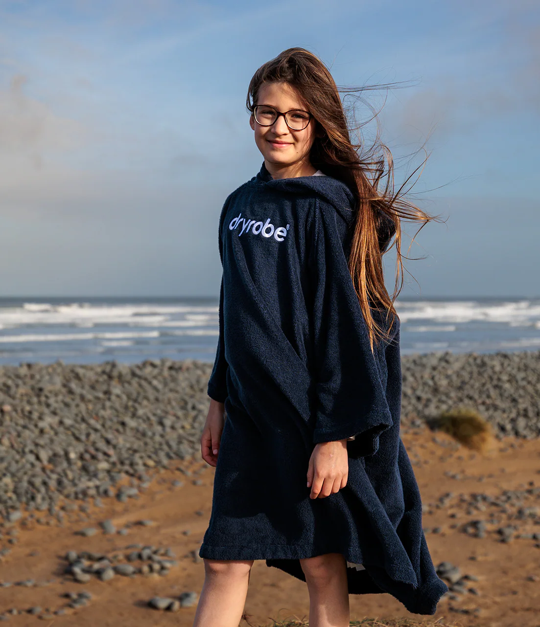 Navy Kids Organic Towel Changing Robe - Image 3