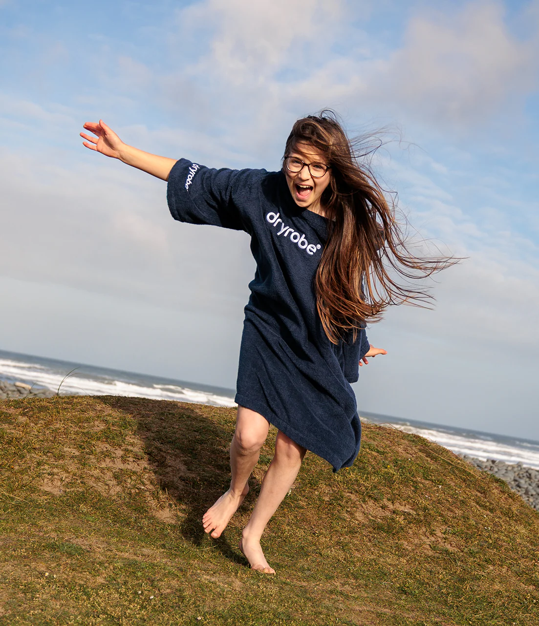 Navy Kids Organic Towel Changing Robe - Image 4