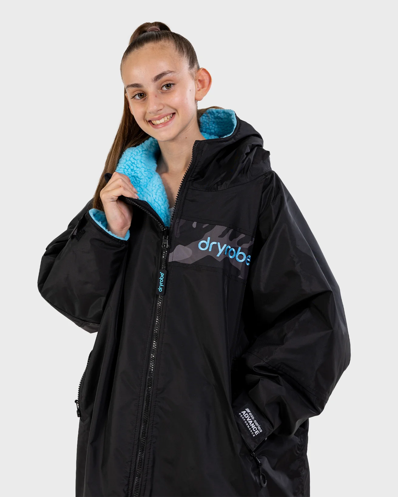 REWORK - Black Blue Camo Advance Kids Changing Robe - Image 3