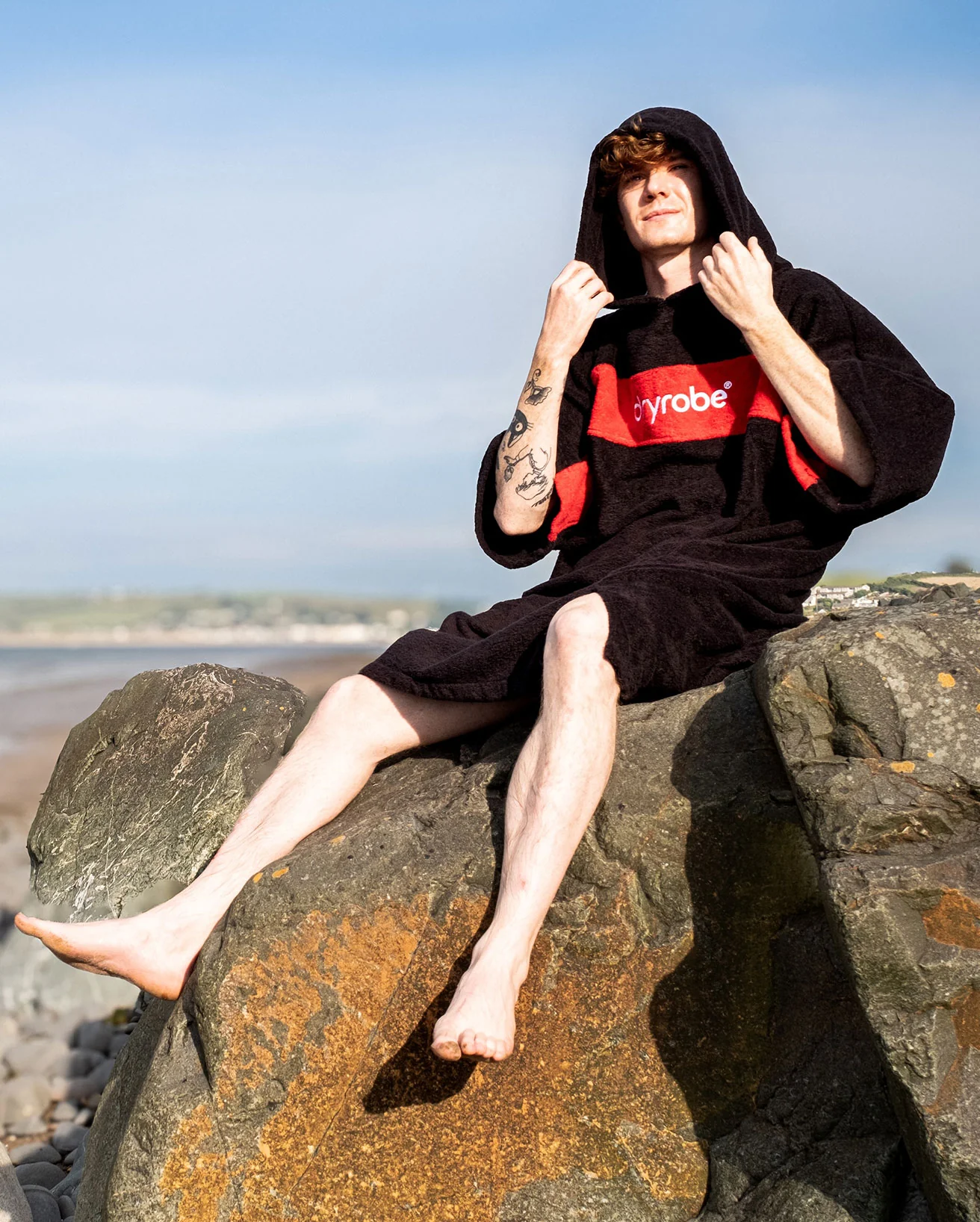 REWORK - Black Red Organic Towel Changing Robe - Image 4