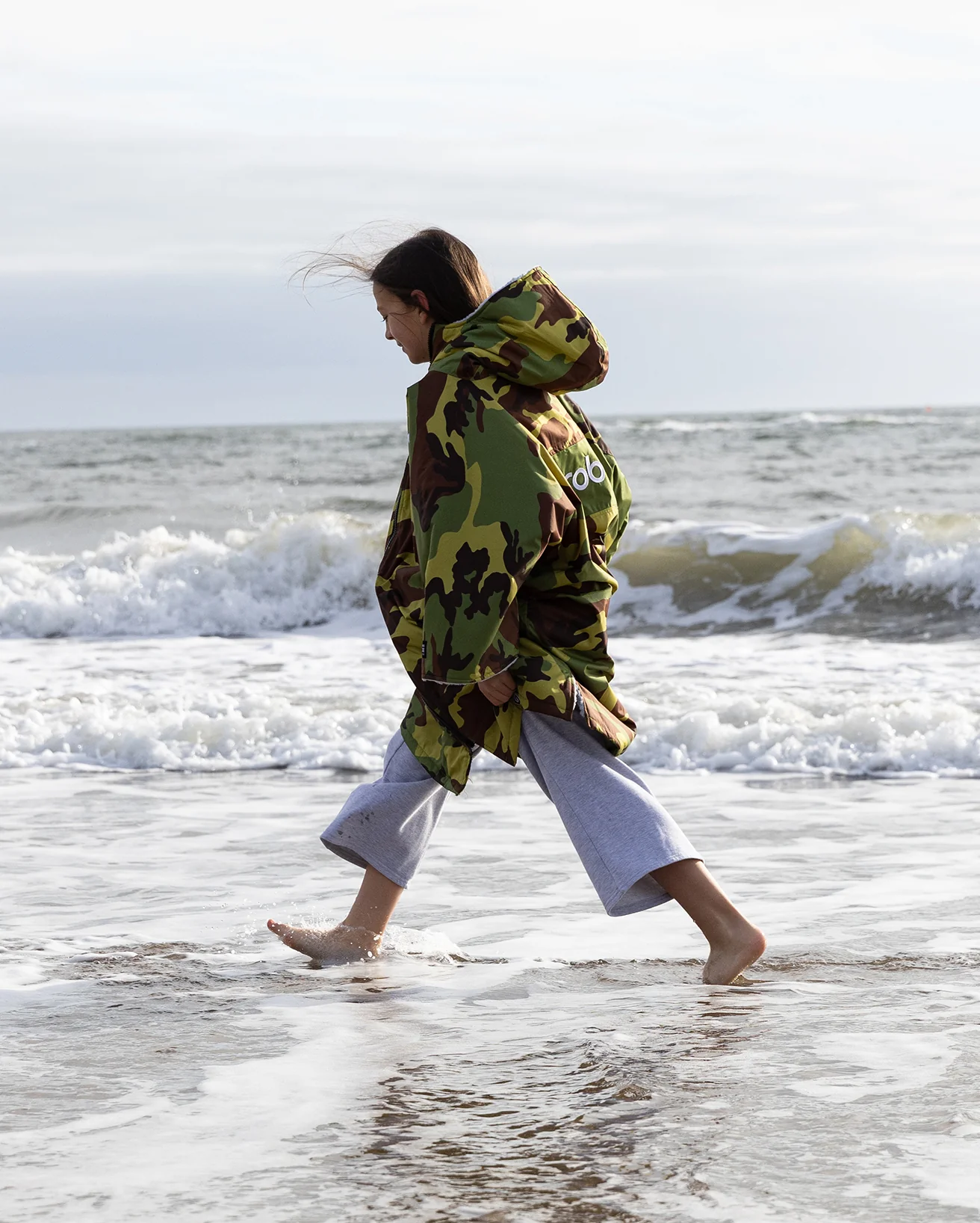 REWORK - Camo Grey Green Easy-Fit Kids Advance Changing Robe - Image 7