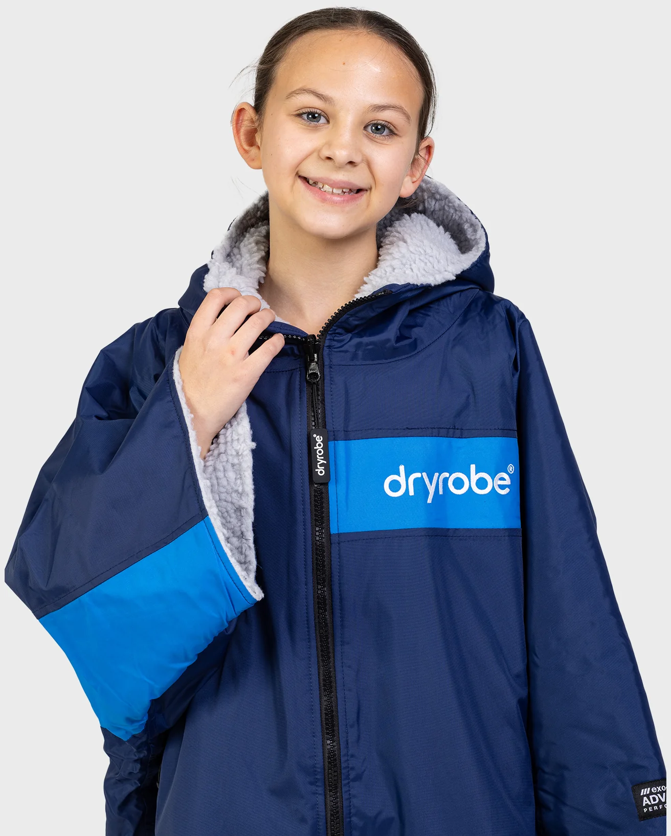 REWORK - Navy Grey Cobalt Easy-Fit Kids Advance Changing Robe - Image 3