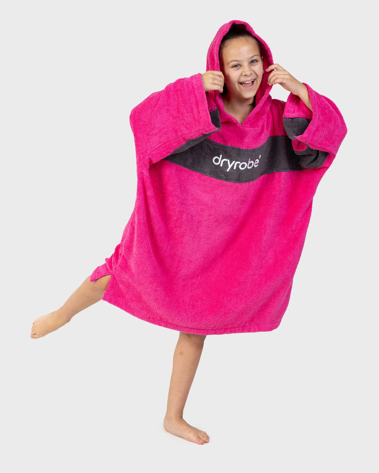 REWORK - Pink Slate Grey Kids Organic Towel Changing Robe - Image 4