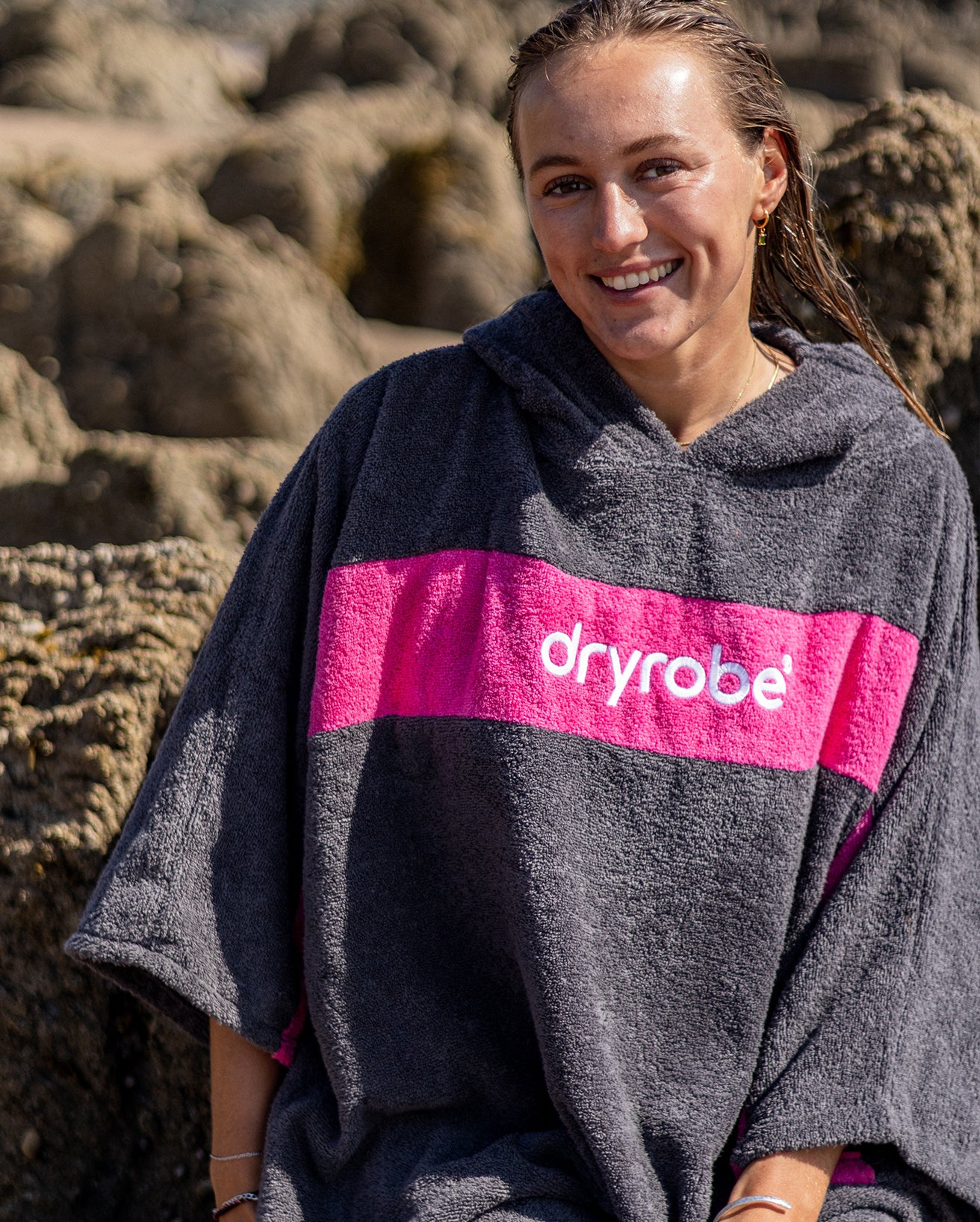 REWORK - Slate Grey Pink Organic Towel Changing Robe - Image 3