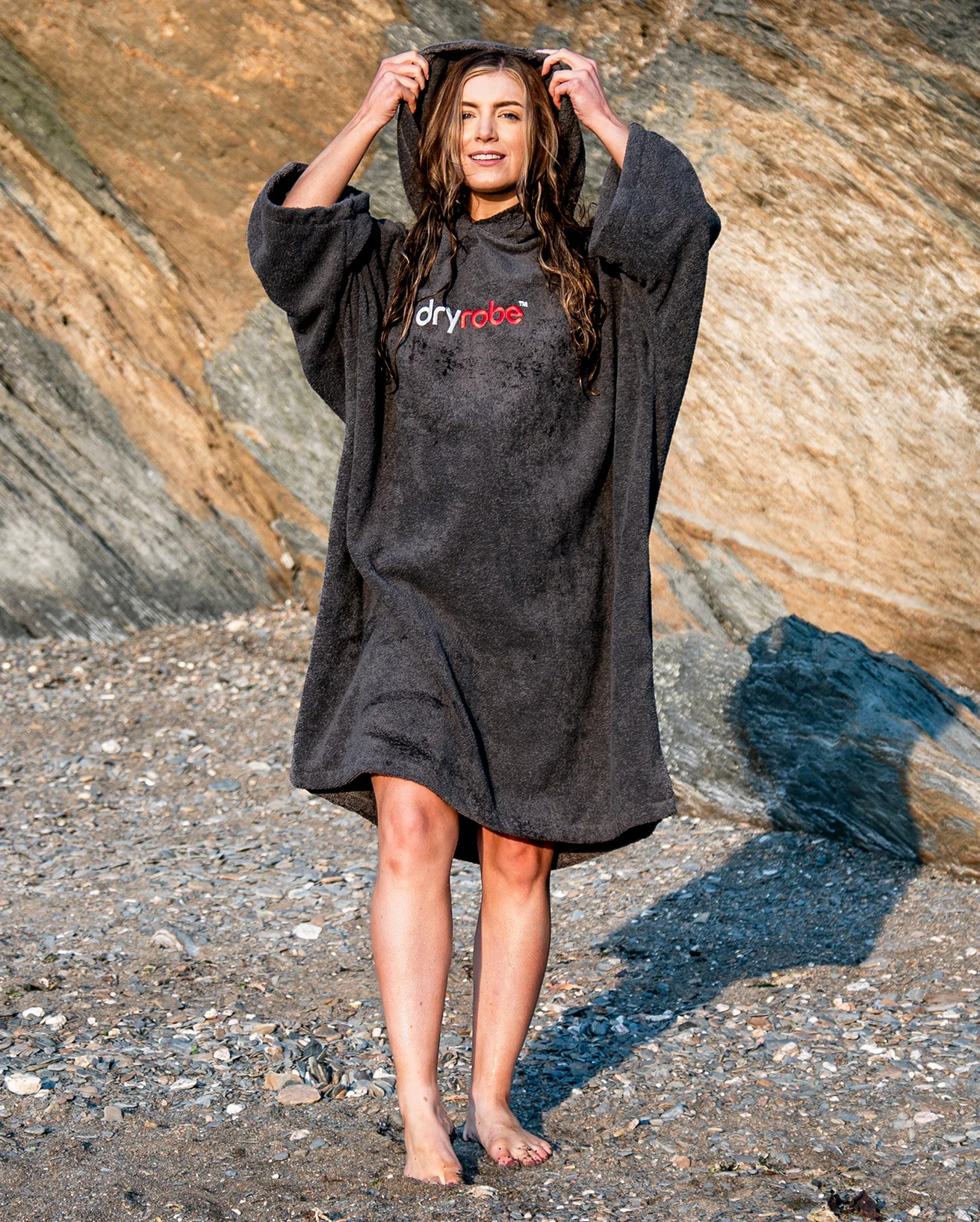 Slate Grey Organic Towel Changing Robe - Image 3