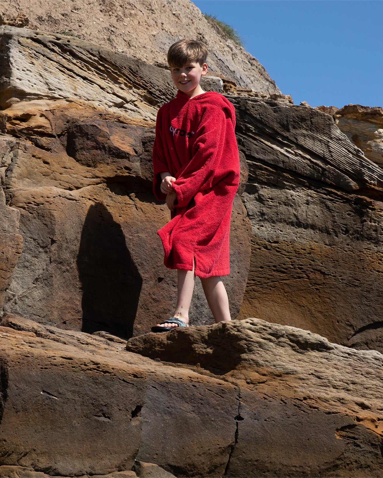 Red Kids Organic Towel Changing Robe - Image 5