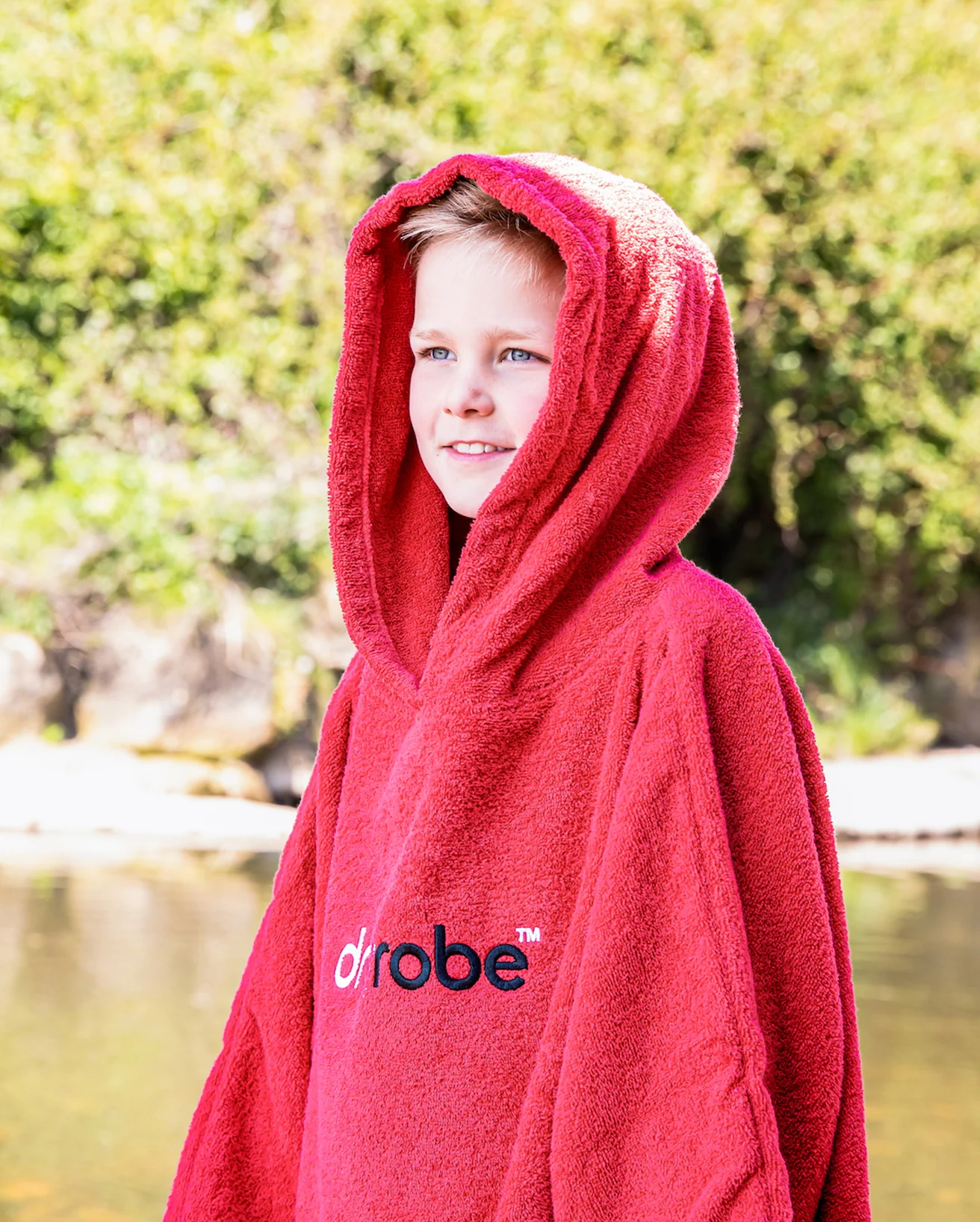 Red Kids Organic Towel Changing Robe - Image 6