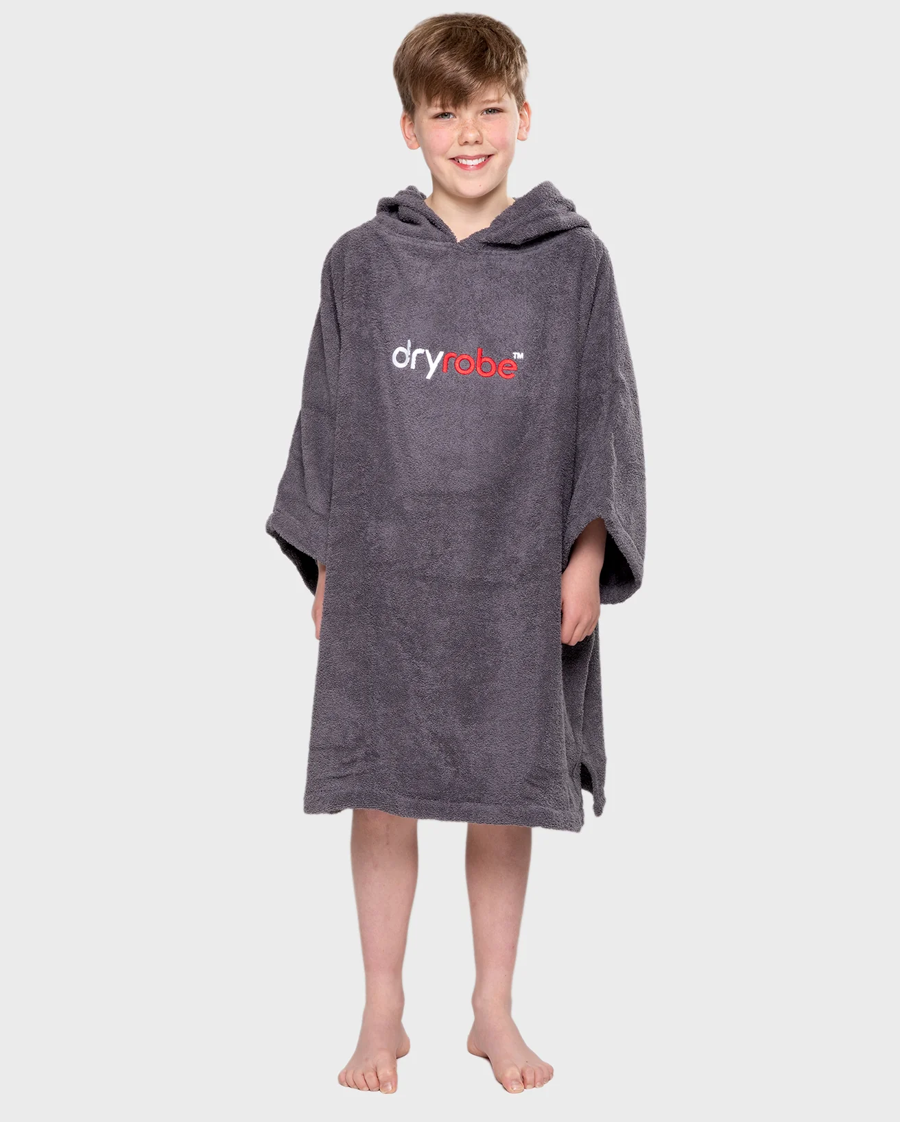 Slate Grey Kids Organic Towel Changing Robe - Image 3